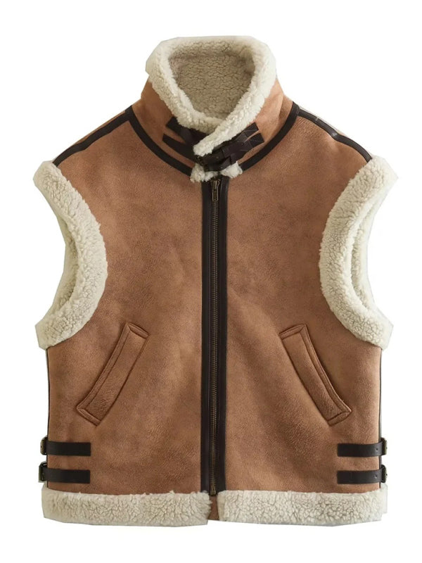Vests- Faux Fur Teddy Bear Waistcoat | Cozy Winter Vest Coat- Chuzko Women Clothing
