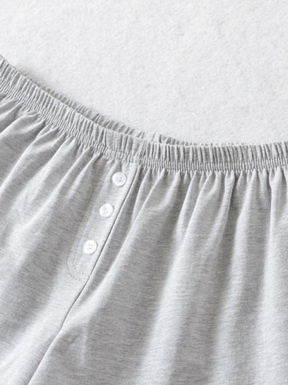 Wide-Leg Shorts- Solid Elastic Waist Flared Shorts for Summer Days- Chuzko Women Clothing