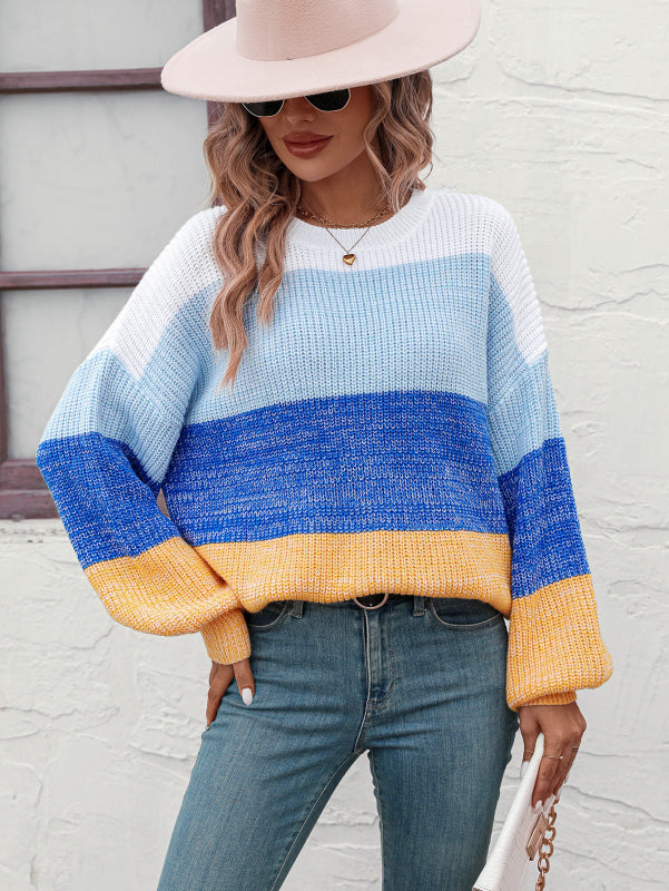 Trendy Knitwear: Women's Multicolor Sweater - Eye-Catching Design Sweaters - Chuzko Women Clothing