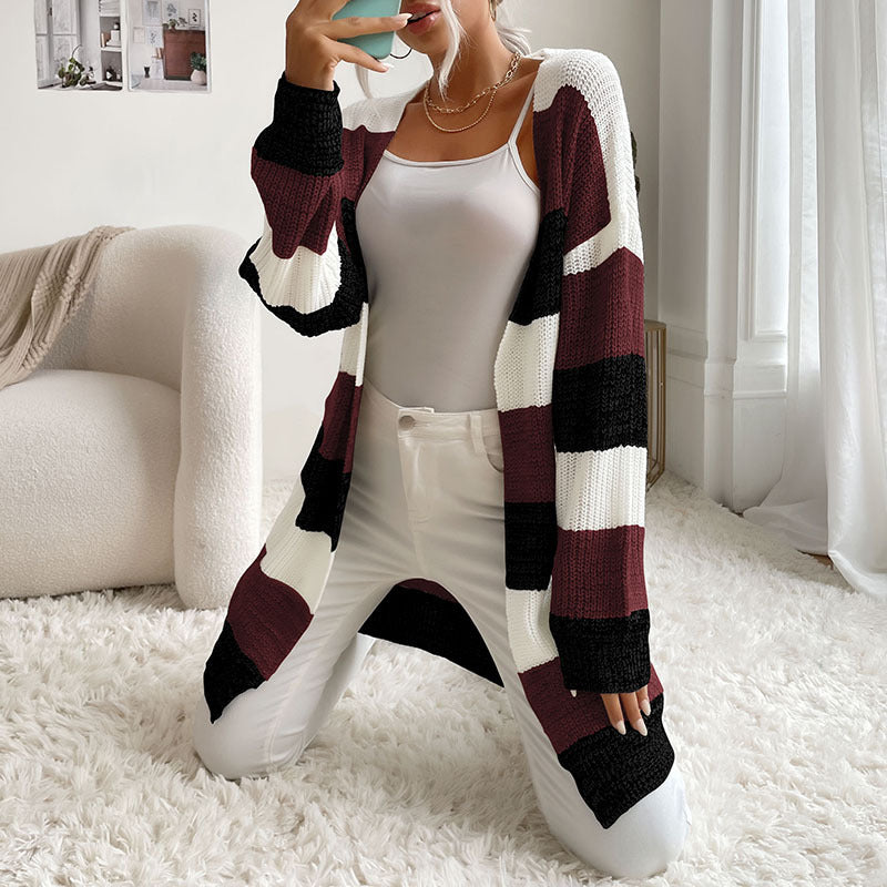 Trendy Buttonless Cardigan - Women's Winter Knitted Sweater Jacket Cardigans - Chuzko Women Clothing