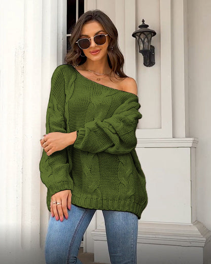 Cozy Chunky Cable Knit Winter Sweater Jumper Sweaters - Chuzko Women Clothing