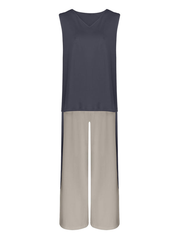 3-Piece Pajama Set: Vest, Wide Leg Trousers, and Robe Sleepwear & Loungewear - Chuzko Women Clothing
