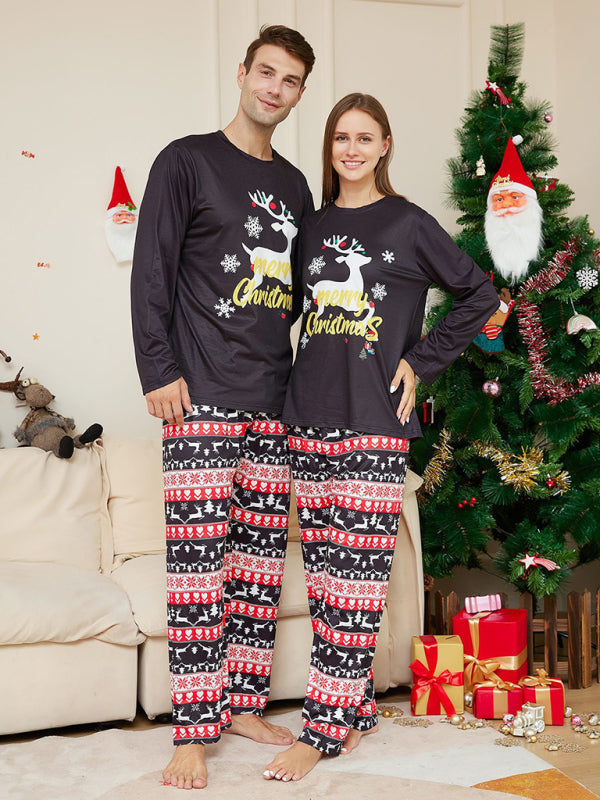 Matching Reindeer Elk Pajama Sets for Thanksgiving & Christmas Xmas Pajamas - Chuzko Women Clothing