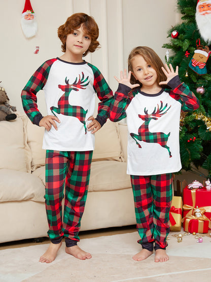 Festive Family Fun: Matching Plaid Reindeer Pajama Sets for Thanksgiving & Christmas Xmas Pajamas - Chuzko Women Clothing