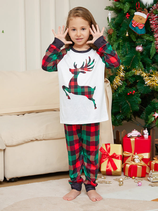 Festive Family Fun: Matching Plaid Reindeer Pajama Sets for Thanksgiving & Christmas Xmas Pajamas - Chuzko Women Clothing