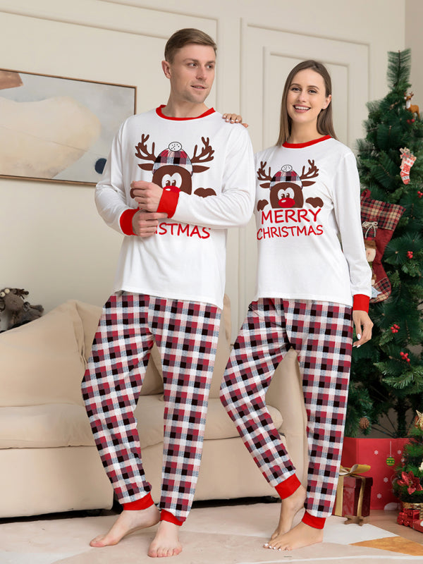 Festive Family Matching Plaid Reindeer Pajama Sets for Thanksgiving & Christmas Xmas Pajamas - Chuzko Women Clothing
