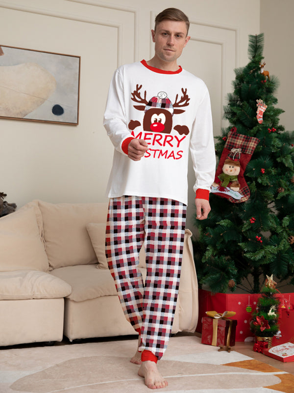 Festive Family Matching Plaid Reindeer Pajama Sets for Thanksgiving & Christmas Xmas Pajamas - Chuzko Women Clothing