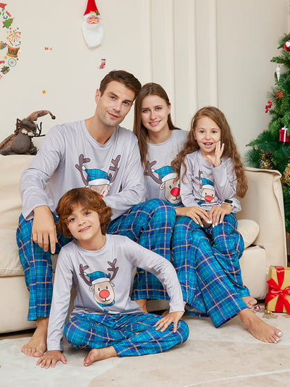 Family Matching Reindeer Elk Plaid Pajama Sets for Thanksgiving & Christmas Xmas Pajamas - Chuzko Women Clothing