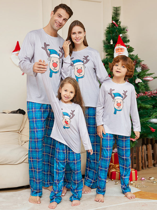 Family Matching Reindeer Elk Plaid Pajama Sets for Thanksgiving & Christmas Xmas Pajamas - Chuzko Women Clothing