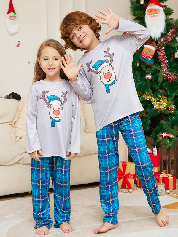 Family Matching Reindeer Elk Plaid Pajama Sets for Thanksgiving & Christmas Xmas Pajamas - Chuzko Women Clothing