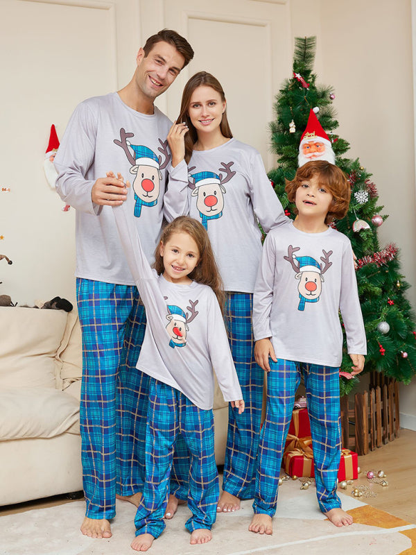 Family Matching Reindeer Elk Plaid Pajama Sets for Thanksgiving & Christmas Xmas Pajamas - Chuzko Women Clothing