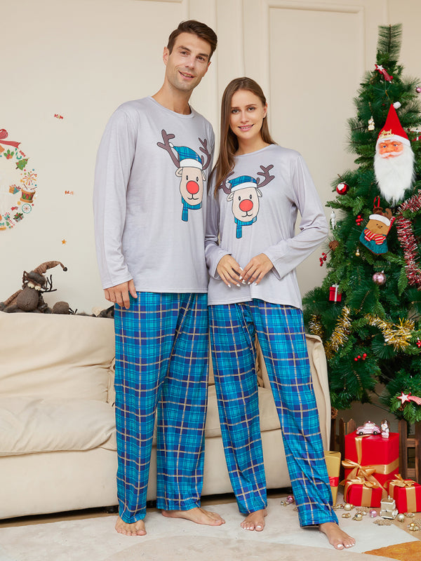 Family Matching Reindeer Elk Plaid Pajama Sets for Thanksgiving & Christmas Xmas Pajamas - Chuzko Women Clothing