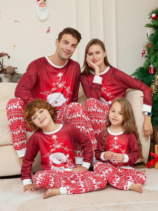 Festive Family Matching Santa and Snowman Pajamas for Thanksgiving & Christmas Xmas Pajamas - Chuzko Women Clothing