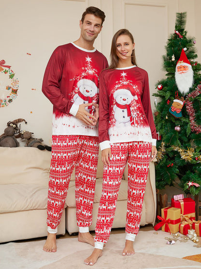 Festive Family Matching Santa and Snowman Pajamas for Thanksgiving & Christmas Xmas Pajamas - Chuzko Women Clothing