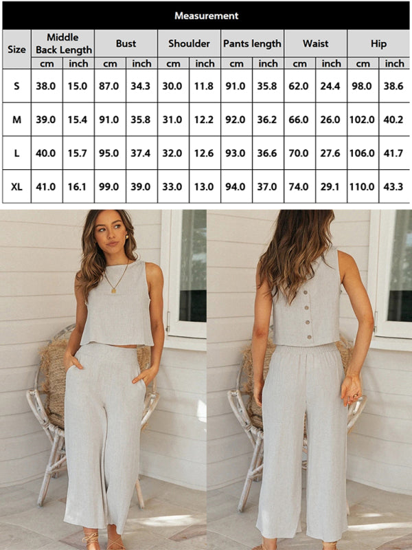 Summer-Ready and On-Trend: Retro Two-Piece Set for Women - Order Now! Casual Suit (Top+ Pants) - Chuzko Women Clothing