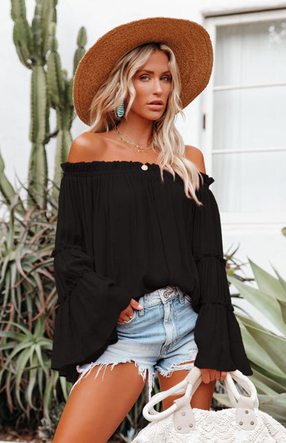 Summer Dreams Blouse Flared Sleeves and Relaxed Fit! Top - Chuzko Women Clothing
