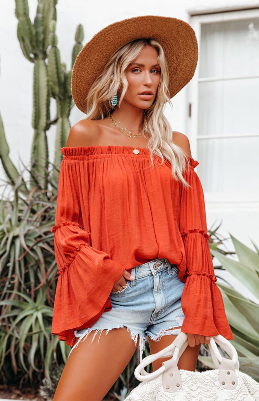 Summer Dreams Blouse Flared Sleeves and Relaxed Fit! Top - Chuzko Women Clothing