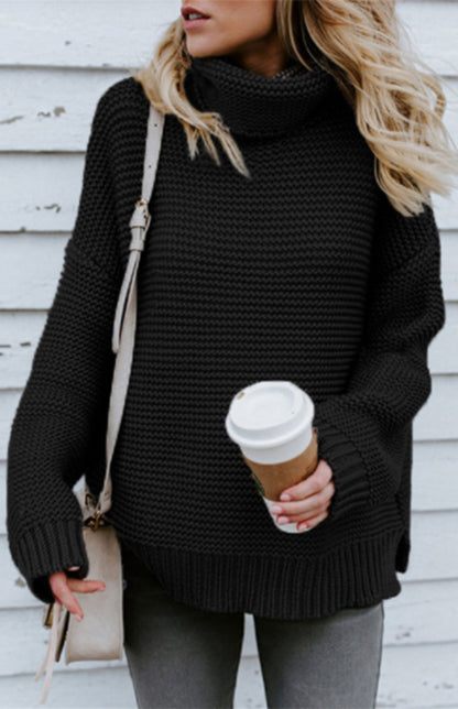Thick Knitted Chunky Turtle Neck Sweater Knit Sweaters - Chuzko Women Clothing
