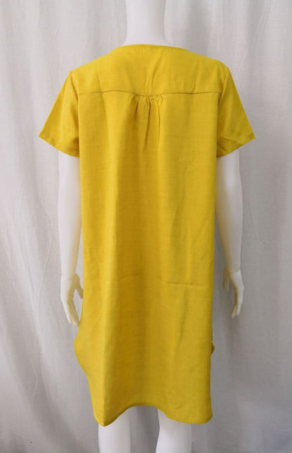 Summer Casual Solid V-Neck Tunic Mini Dress Tunic Dresses - Chuzko Women Clothing