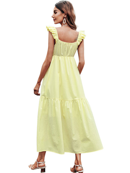 Women's Romantic Cotton Cami Maxi Dress for Vacation Glam Maxi Dresses - Chuzko Women Clothing