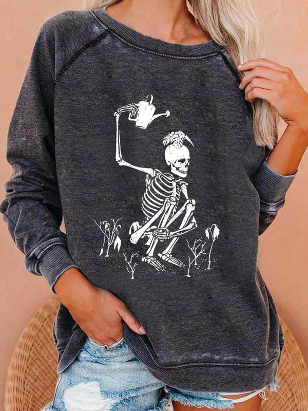 Skeletor & Skull Options Sweatshirt | Perfect for Halloween Outfits Halloweeen Sweatshirts - Chuzko Women Clothing