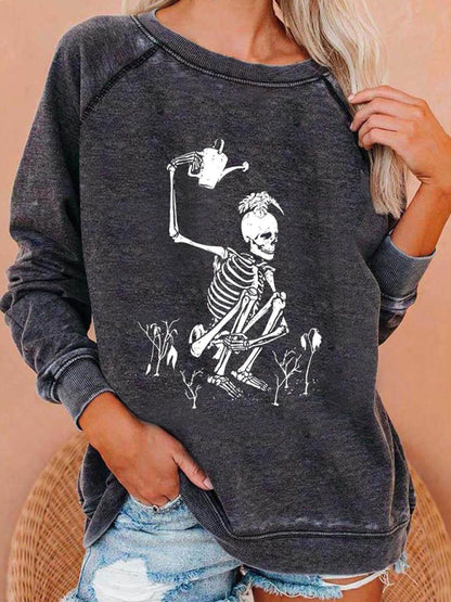 Skeletor & Skull Options Sweatshirt | Perfect for Halloween Outfits Halloweeen Sweatshirts - Chuzko Women Clothing