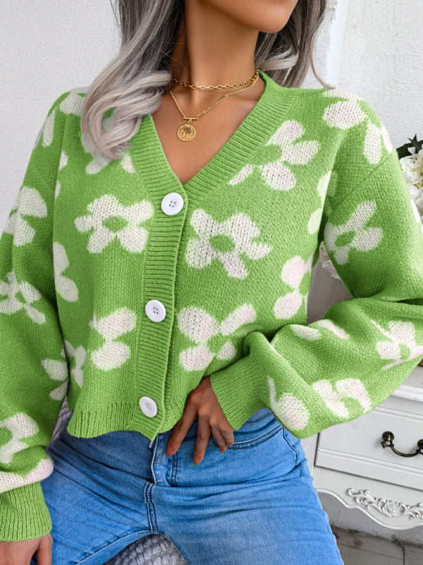 Fall & Winter Cropped Sweater - Knitted Button Down Cardigan Sweaters - Chuzko Women Clothing