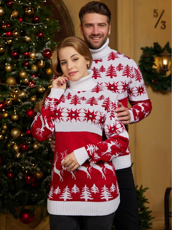 Unisex Christmas Tree Turtleneck Sweater" Xmas Sweaters - Chuzko Women Clothing
