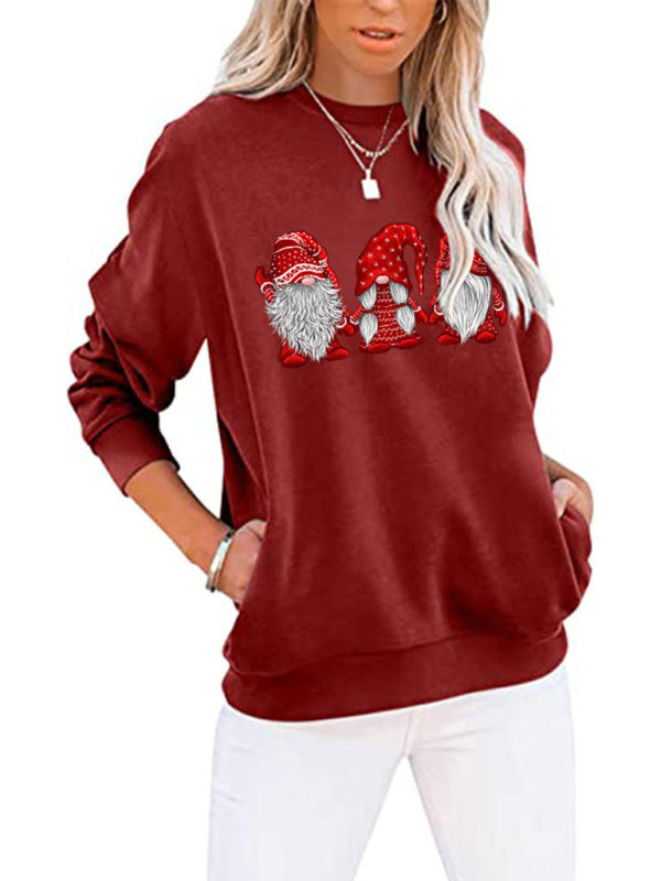 Christmas Cotton Pullover Santa Helpers Xmas Sweatshirt with Pockets Sweatshirts - Chuzko Women Clothing
