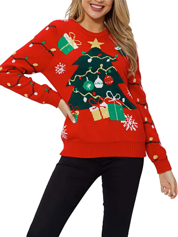 Christmas Tree Lights Knitted Sweater Jumper Sweaters - Chuzko Women Clothing