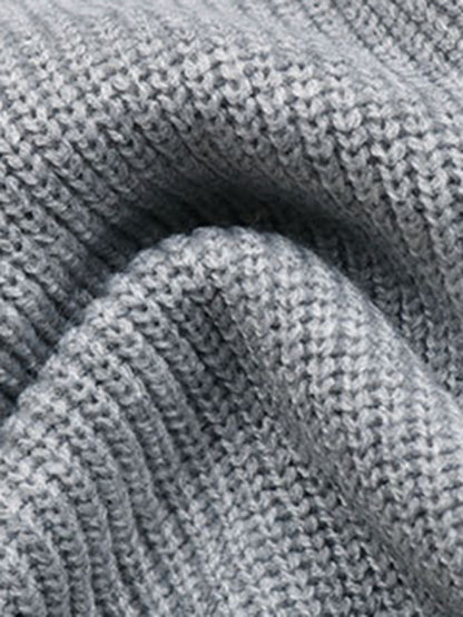 Waffle Knitted Drop shoulder Sweater Hoodie Hoodies - Chuzko Women Clothing