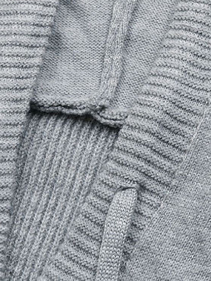 Waffle Knitted Drop shoulder Sweater Hoodie Hoodies - Chuzko Women Clothing