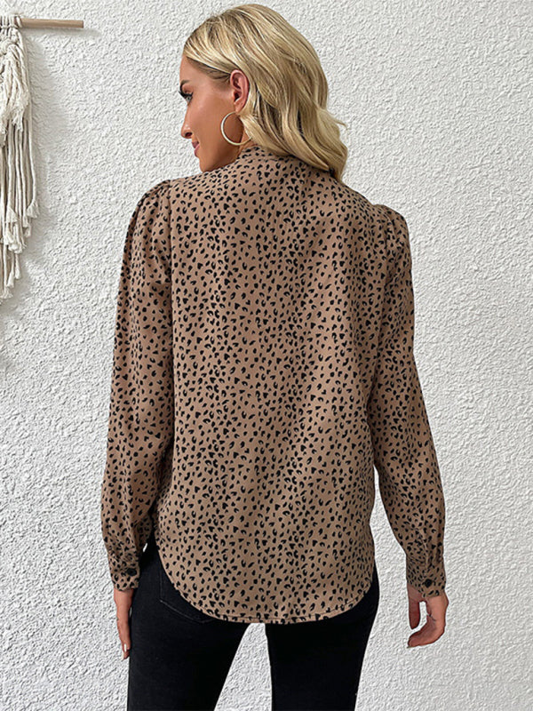Cheetah Print Tie Tunic Blouse - Women's Top Top - Chuzko Women Clothing