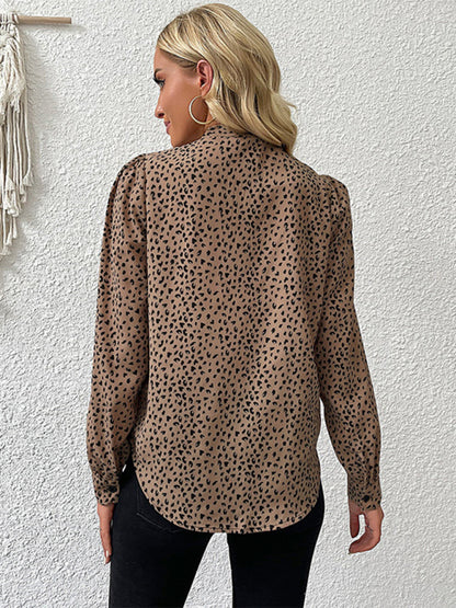 Cheetah Print Tie Tunic Blouse - Women's Top Top - Chuzko Women Clothing