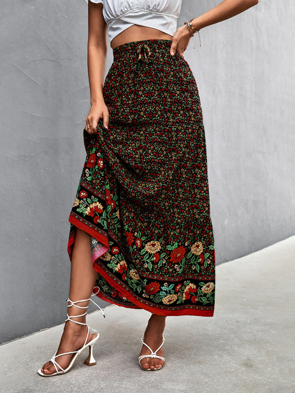 Boho Chic Casual Floral Maxi Skirt for Women Skirt - Chuzko Women Clothing