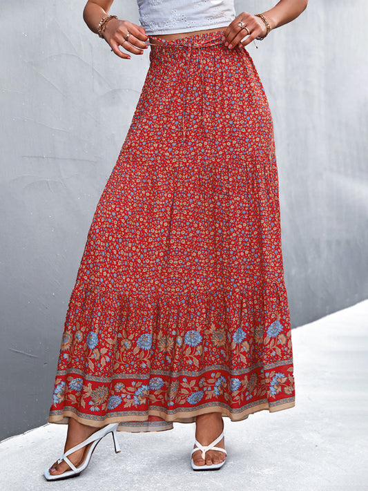 Boho Chic Casual Floral Maxi Skirt for Women Skirt - Chuzko Women Clothing