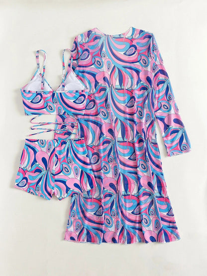 3-Piece Beat the Heat in Our Stunning and Comfortable Swimsuit and Cover-Up Set! Swimwear - Chuzko Women Clothing