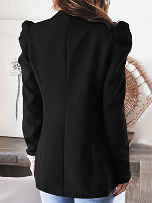 Business Attire Cotton: Puff Sleeve Blazer Blazers - Chuzko Women Clothing