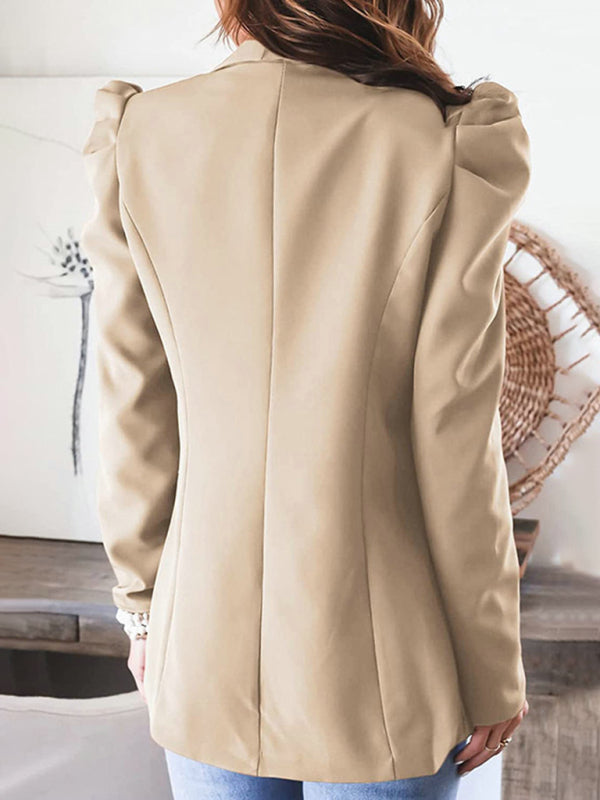 Business Attire Cotton: Puff Sleeve Blazer Blazers - Chuzko Women Clothing