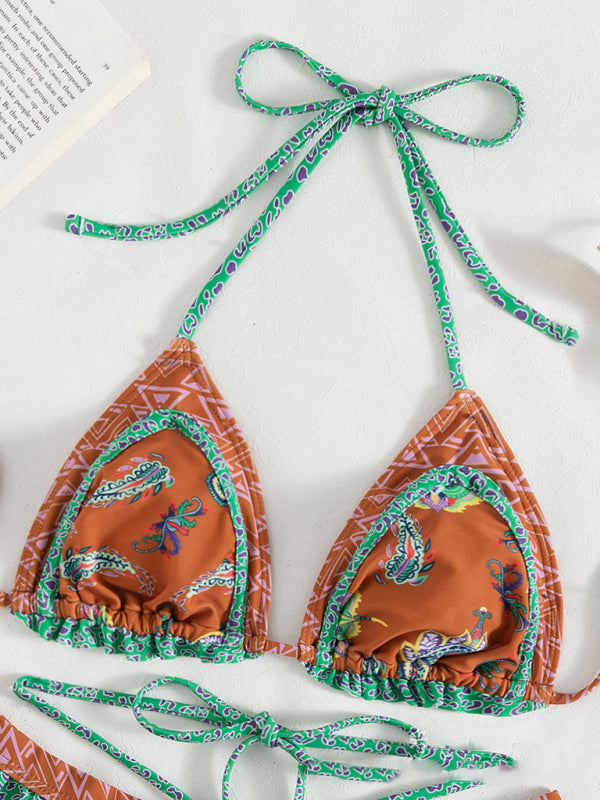 Halter Neck Triangle 2-Piece Bikini Set Swimwear - Chuzko Women Clothing