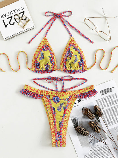 Halter Neck Triangle 2-Piece Bikini Set Swimwear - Chuzko Women Clothing