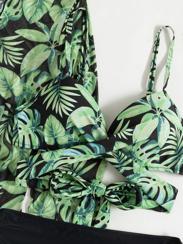 3-Piece Bikini Beach Set: Underwire Bra + Bottoms + Cover-Up Bikini - Chuzko Women Clothing