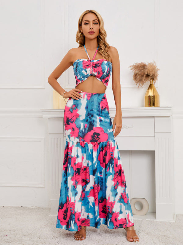 Floral Crop Top and Mermaid Skirt Set Will Make You Feel Like a Queen Casual Suit (Skirt + Top) - Chuzko Women Clothing