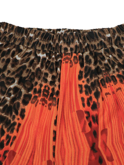 Trendy Animal Print Retro Cotton Set Crop Top & Trousers - Shop Today! Casual Set (Top + Trousers) - Chuzko Women Clothing