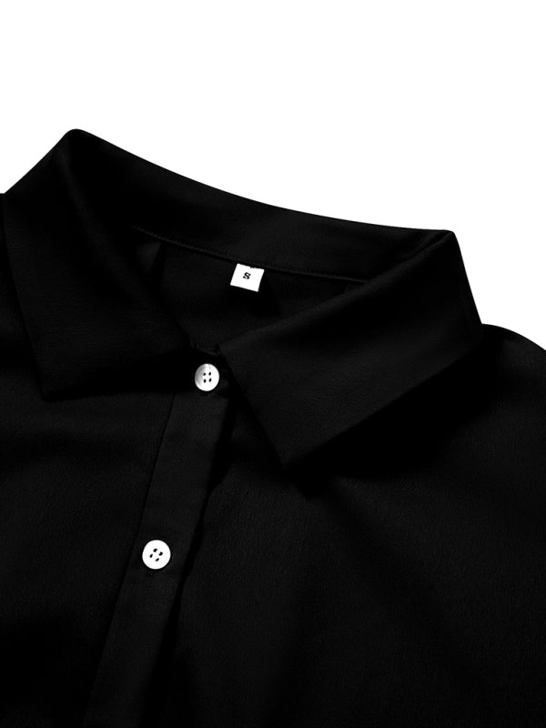Casual Elegance: Women's Short Sleeve Shirt with Button Closure Shirts - Chuzko Women Clothing