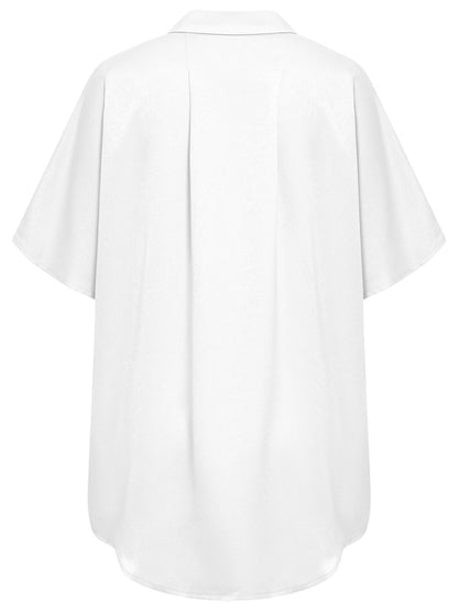 Casual Elegance: Women's Short Sleeve Shirt with Button Closure Shirts - Chuzko Women Clothing
