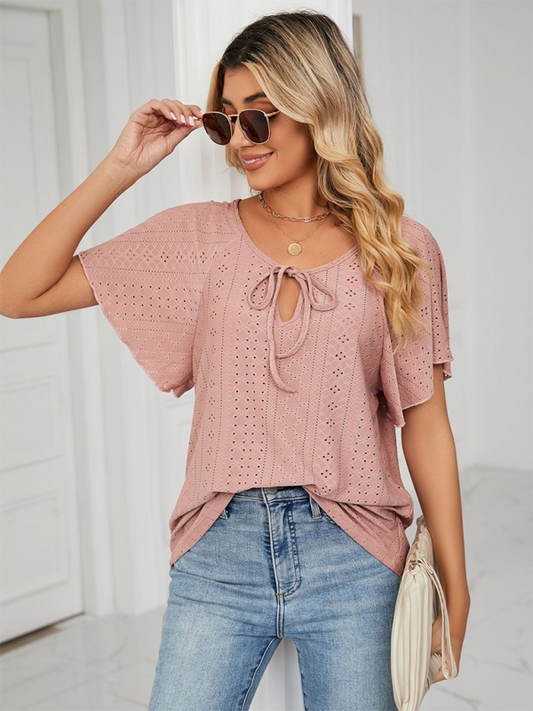 Stay Cool and Chic with Our Women's Flutter-Sleeve Blouse Tops - Chuzko Women Clothing