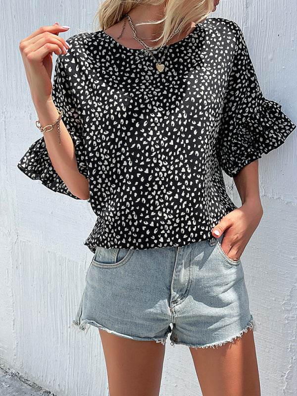 Wild Grace Leopard Print Blouse - Perfect for Casual or Dressy Occasions Tops - Chuzko Women Clothing