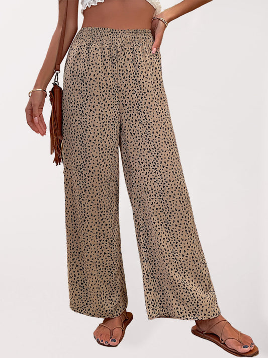 Leopard Print Trousers for Women - Wide Leg Pants Pants - Chuzko Women Clothing
