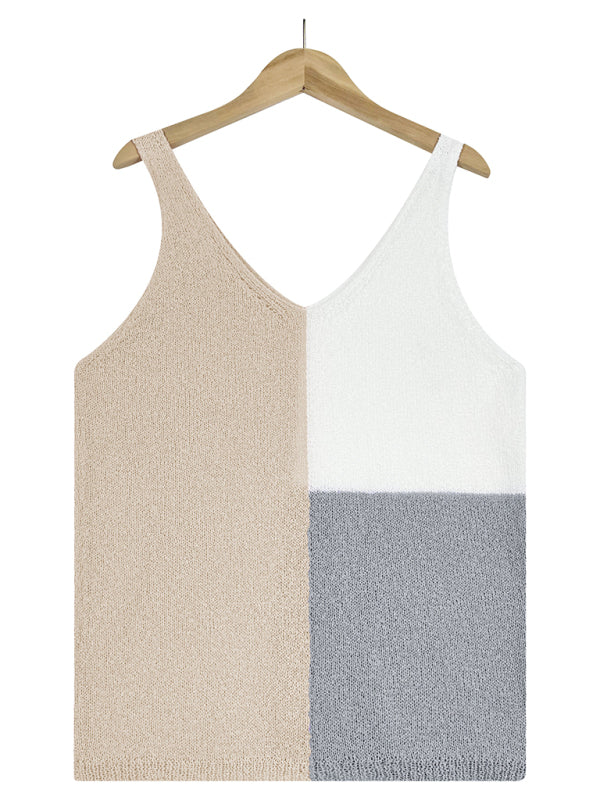 Knitted Tank Top - Knitwear Vest Tops - Sleeveless shirt - Chuzko Women Clothing